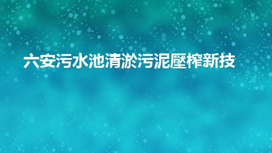 六安污水池清淤污泥壓榨新技術(shù)：革新環(huán)保行業(yè)，提效治污效果？